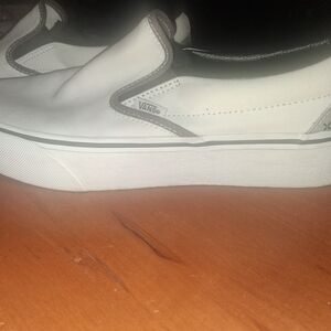 Vans Classic Slip-On in White and Gray With Custom Bandana Heel- Men's